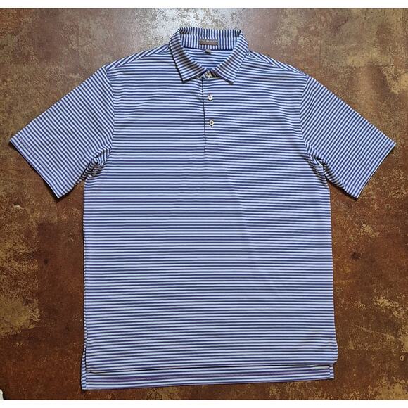 Peter Millar Summer Comfort Polo Shirt Men Large Purple Striped Performance Golf - Picture 2 of 9